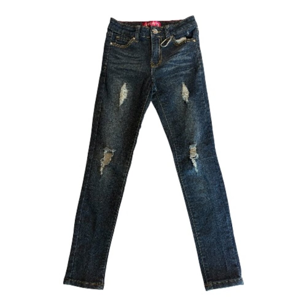 Pink Latte Girls Distressed Skinny Jeans - Dark Wash (2342)